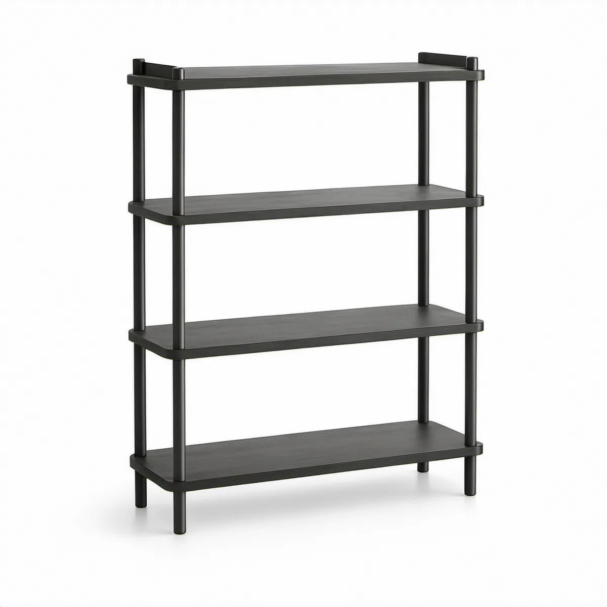 Černý stojací regál se 4 policemi 60 × 30 × 120 cm z MDF a oceli